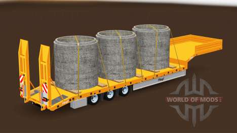 Low-frame trawl Fliegl with different loads. for American Truck Simulator