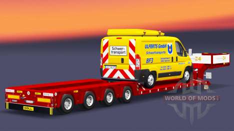 Low bed trawl Doll with a cargo van for Euro Truck Simulator 2
