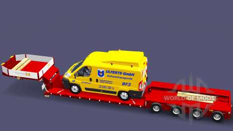 Low bed trawl Doll with a cargo van for Euro Truck Simulator 2