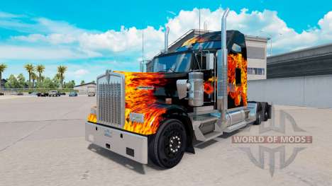 Skin Tigers In Flames on the truck Kenworth W900 for American Truck Simulator