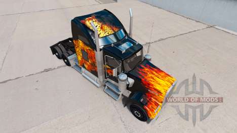 Skin Tigers In Flames on the truck Kenworth W900 for American Truck Simulator