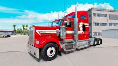 Skin Red and Cream on the truck Kenworth W900 for American Truck Simulator