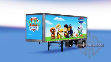 The skin of the Paw Patrol on a trailer for American Truck Simulator