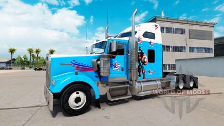 Skin Captain America on the truck Kenworth W900 for American Truck Simulator