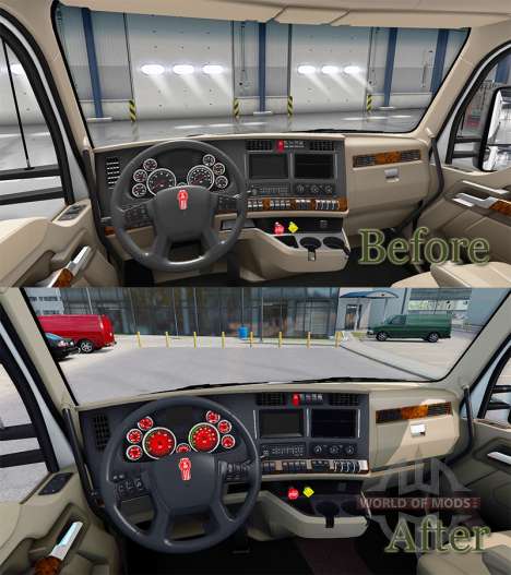 Red color of devices at a Kenworth T680 for American Truck Simulator