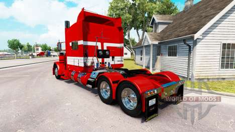 Скин White Stripes on Red Paint на Peterbilt 389 for American Truck Simulator
