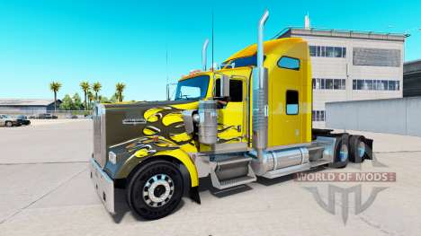 Skin Carbon Custom on the truck Kenworth W900 for American Truck Simulator