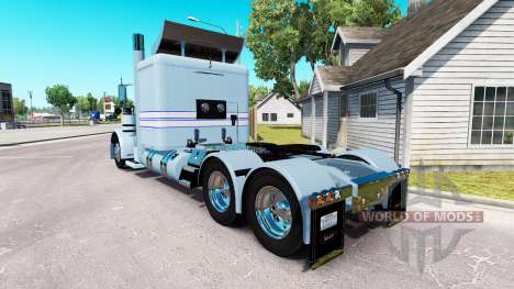 Skin Blue-white stripes for the truck Peterbilt  for American Truck Simulator