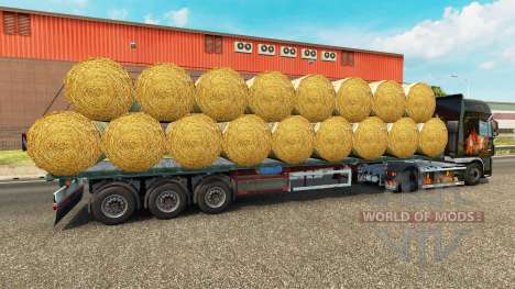 The semitrailer-platform with a load of round ba for Euro Truck Simulator 2