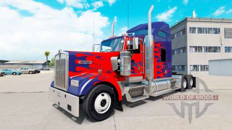 Skin for Optimus Prime truck Kenworth W900 for American Truck Simulator