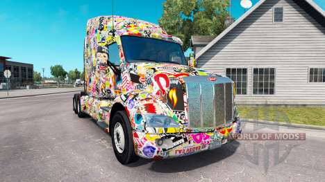 Sticker Bomb skin for the truck Peterbilt for American Truck Simulator