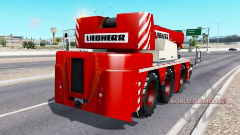 Mobile crane Liebherr in traffic v2.0 for American Truck Simulator