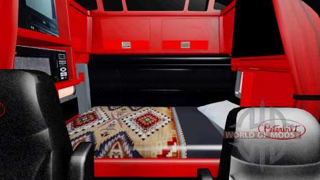 The interior is Red and Black Peterbilt 389 for American Truck Simulator