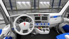 The interior is White and Blue for Kenworth T680 for American Truck Simulator