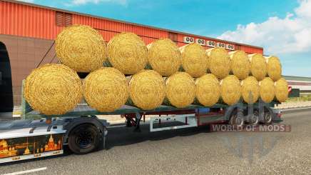 The semitrailer-platform with a load of round bales for Euro Truck Simulator 2