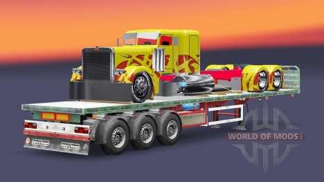 The semitrailer-platform cargo truck Peterbilt for Euro Truck Simulator 2