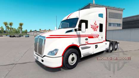 Skin Canadian Express White tractor Kenworth for American Truck Simulator