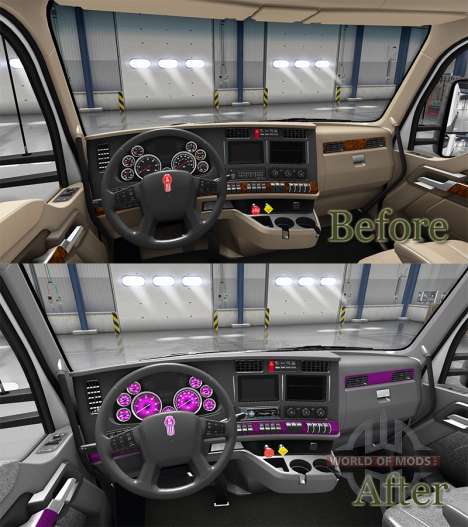 Interior Pink Dial for Kenworth T680 for American Truck Simulator