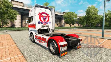 Skin White-red on a tractor Scania for Euro Truck Simulator 2