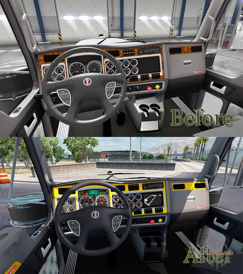 The Interior Is Yellow Gray To Kenworth W900 For American