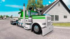 Skin White-metallic green for the truck Peterbilt 389 for American Truck Simulator