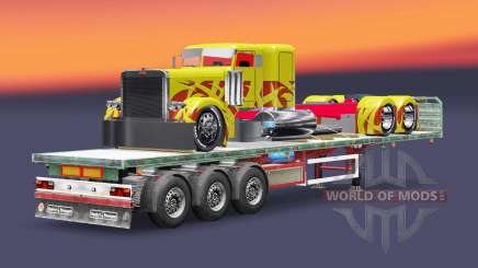 The semitrailer-platform cargo truck Peterbilt for Euro Truck Simulator 2
