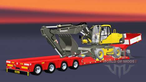 Low bed trawl Doll Vario with excavator Volvo for Euro Truck Simulator 2