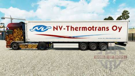 Skin NV-Thermotrans Oy on a curtain semi-trailer for Euro Truck Simulator 2