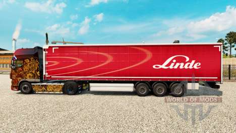 Linde skin on the trailer curtain for Euro Truck Simulator 2