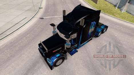 Skin Monster Energy Blue for the truck Peterbilt for American Truck Simulator
