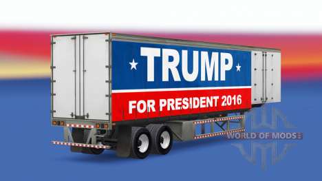Skin Trump 2016 on a curtain semi-trailer for American Truck Simulator