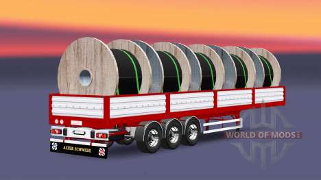 Flatbed semi trailer with cable load for Euro Truck Simulator 2