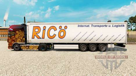 Skin Rico on curtain semi-trailer for Euro Truck Simulator 2