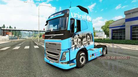 Unicef skin for Volvo truck for Euro Truck Simulator 2