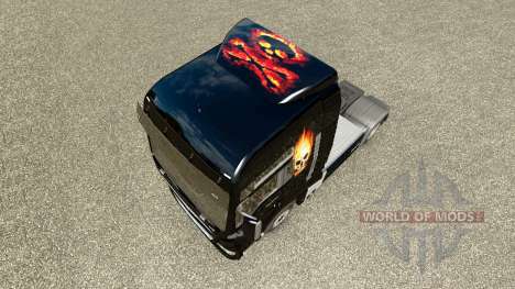 Skin Skull on fire on a tractor MAN for Euro Truck Simulator 2