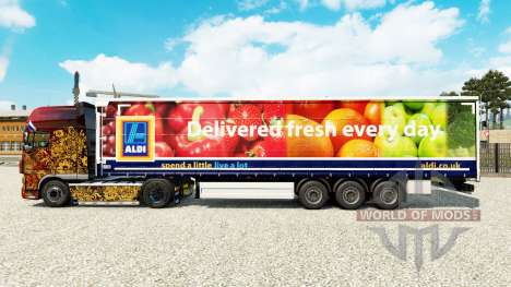Skin Aldi Delivered Fresh on a curtain semi-trai for Euro Truck Simulator 2