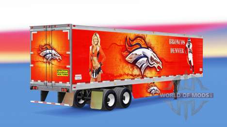 Skin Denver Bronco on refrigerated semi-trailer for American Truck Simulator