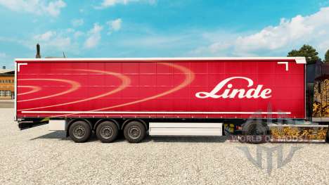Linde skin on the trailer curtain for Euro Truck Simulator 2
