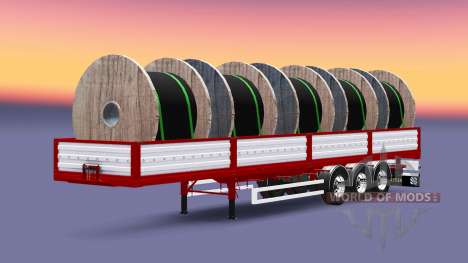 Flatbed semi trailer with cable load for Euro Truck Simulator 2
