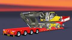Low bed trawl Doll Vario with excavator Volvo for Euro Truck Simulator 2