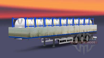Flatbed semi trailer with a cargo of steel coils for Euro Truck Simulator 2