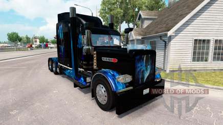 Skin Monster Energy Blue for the truck Peterbilt 389 for American Truck Simulator