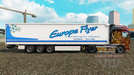 Skin Europe Flyer on a curtain semi-trailer for Euro Truck Simulator 2