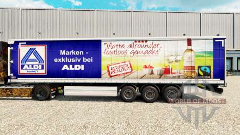 Skin Aldi Markt v2 on a curtain semi-trailer for Euro Truck Simulator 2