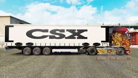 Skin on CSX curtain semi-trailer for Euro Truck Simulator 2