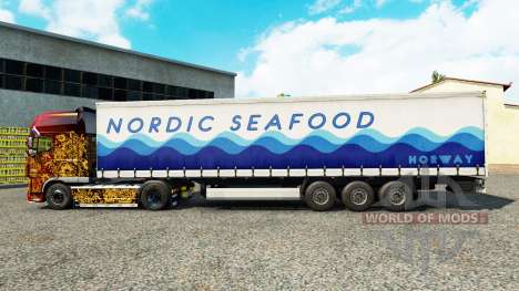 Skin Nordic Seafood on a curtain semi-trailer for Euro Truck Simulator 2