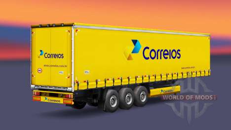 Correios skin for curtain semi-trailer for Euro Truck Simulator 2