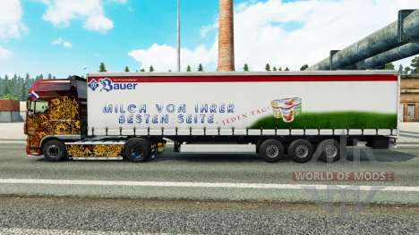 Skin Bauer on a curtain semi-trailer for Euro Truck Simulator 2