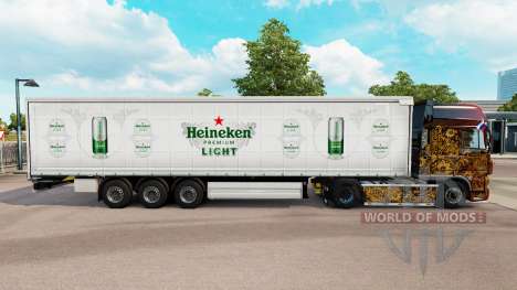 Skin Heineken Light curtain semi-trailer for Euro Truck Simulator 2