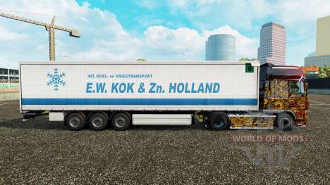 Skin E. W. Kok & Zn in Holland curtain semi-trai for Euro Truck Simulator 2